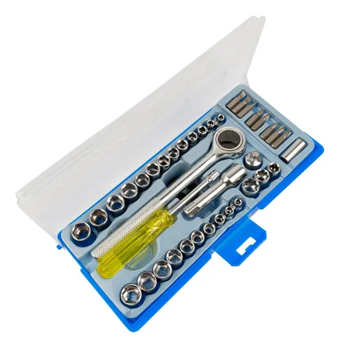 Jogo de Soquetes com 40 Peças – Encaixe 1/4" e 3/8" – EDA Ref. 8ZI - Imagem 3