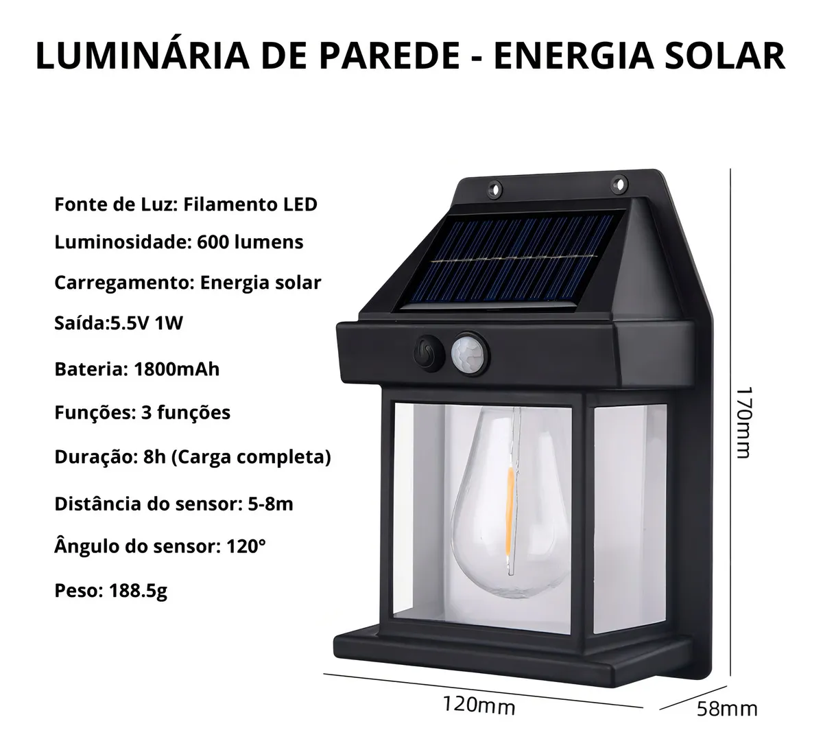 Luminária Solar CBK c/ Sensor BK-888 - Imagem 6