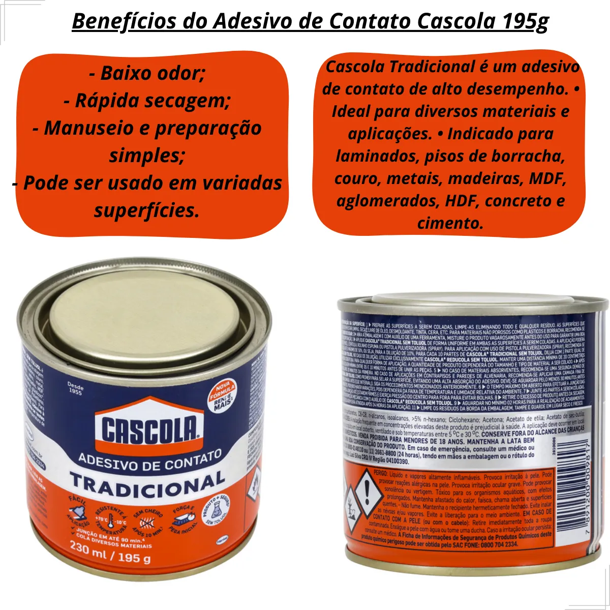 Cola de Contato Cascola Tradicional 195gr - Imagem 4