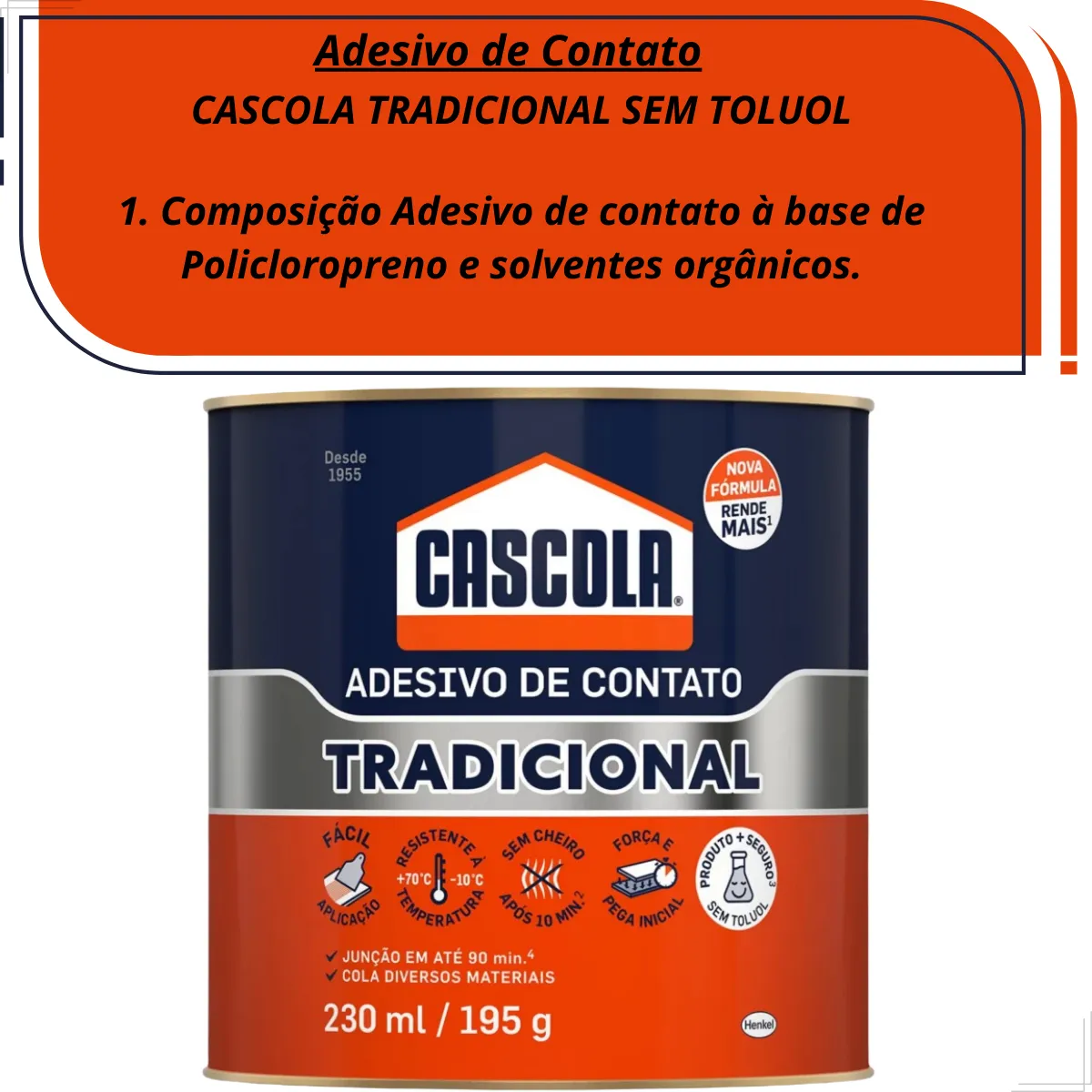 Cola de Contato Cascola Tradicional 195gr - Imagem 8