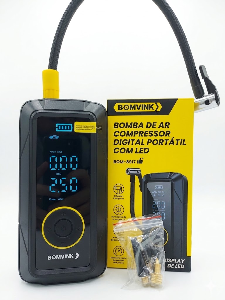 Compressor De Ar Bomvink Digital c/Power Bank e Led Bom-8917 - Imagem 5