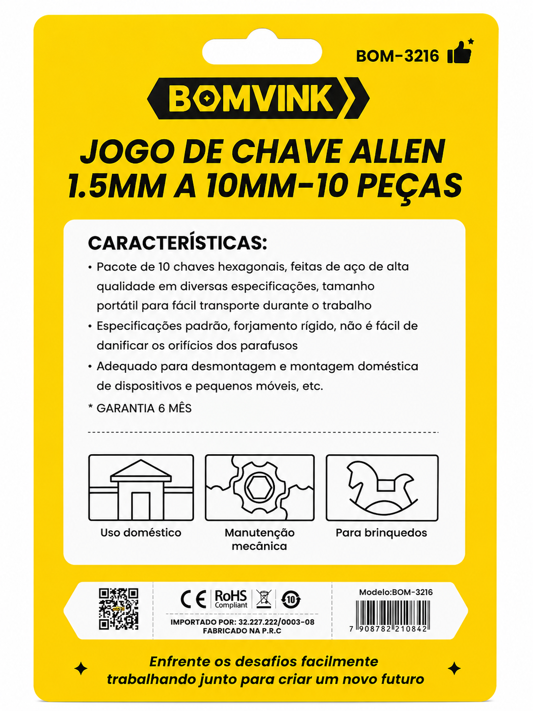 Jogo Chave Allen 1,5-10mm 10 Pçs Bomvink Bom-3216 - Imagem 3