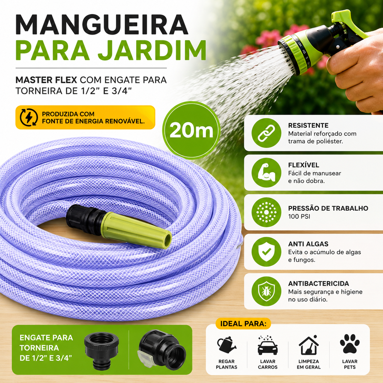 Mangueira Jardim Masterflex 20m 7/8" c/ Esguicho e Engate (cópia) - Imagem 3