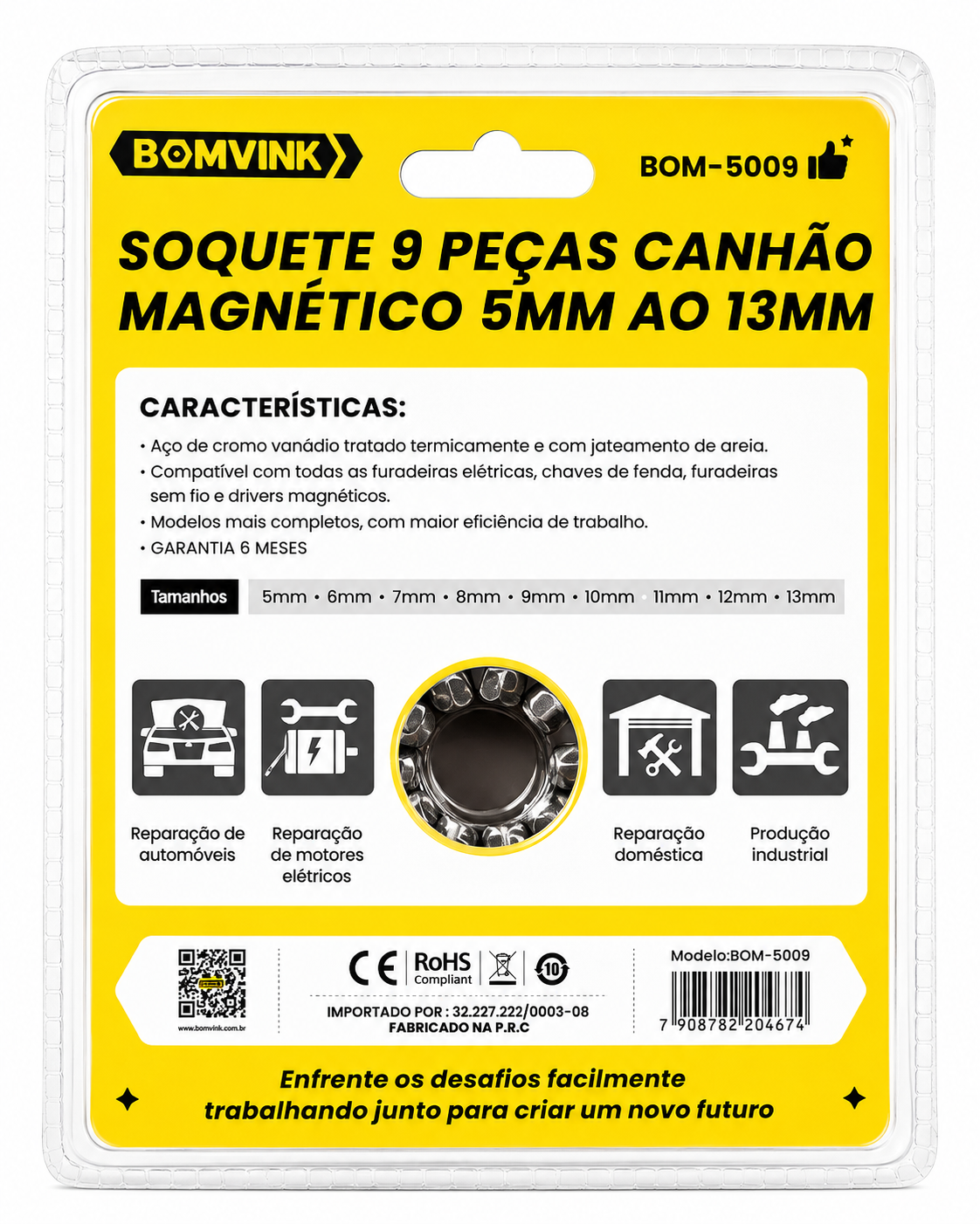 Soquete Canhão Magnético Sextavado 5mm a 13mm Bomvink - Imagem 5
