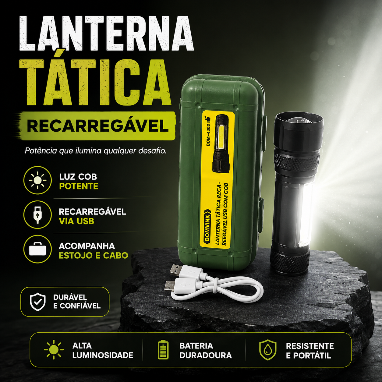 Lanterna Tática Led Recarregável USB - Imagem 3