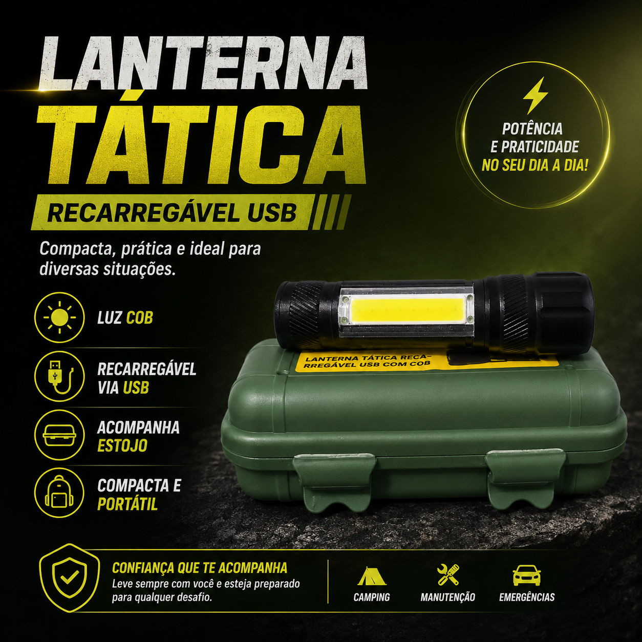 Lanterna Tática Led Recarregável USB - Imagem 2