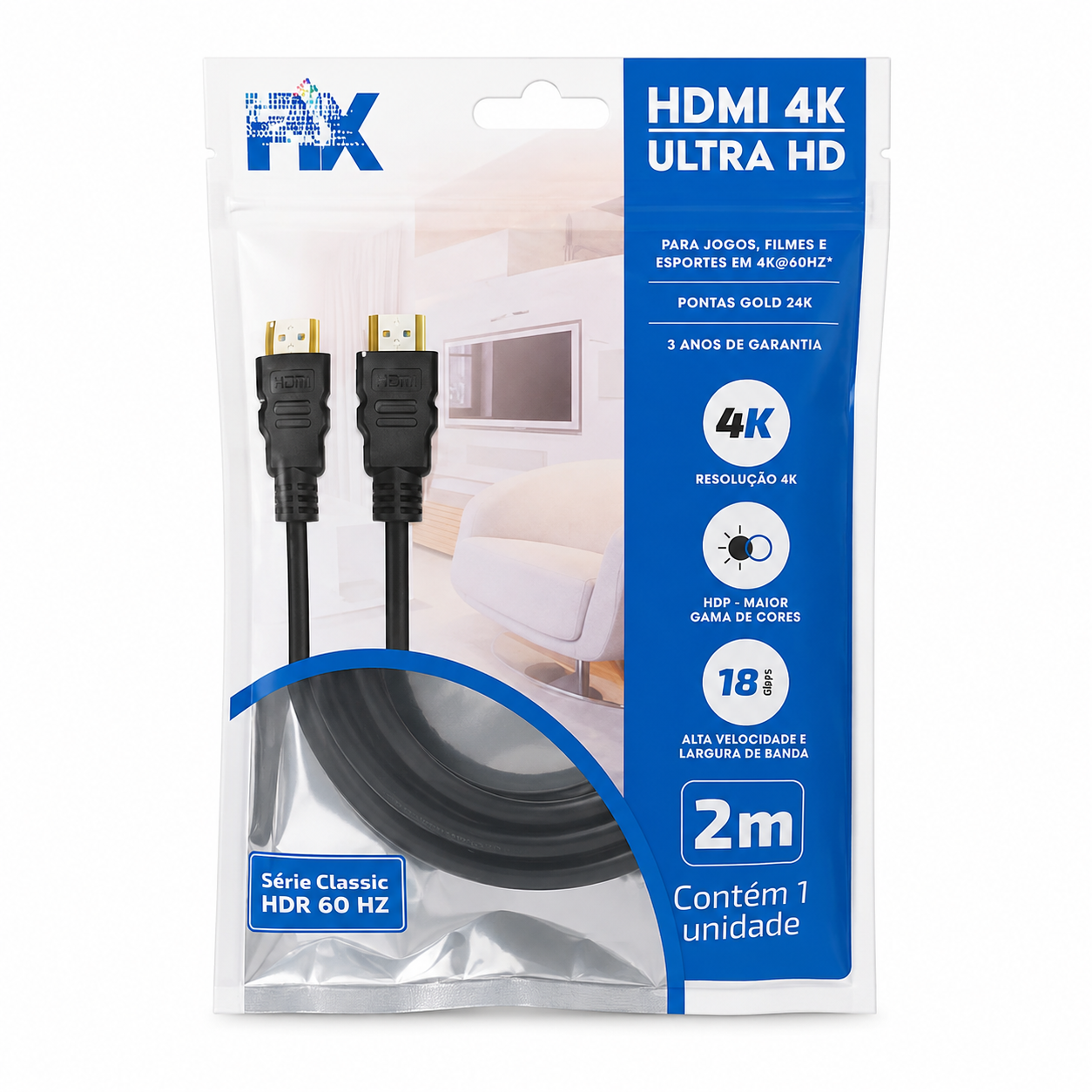 Cabo HDMI 2m 4k/Ultra/HD