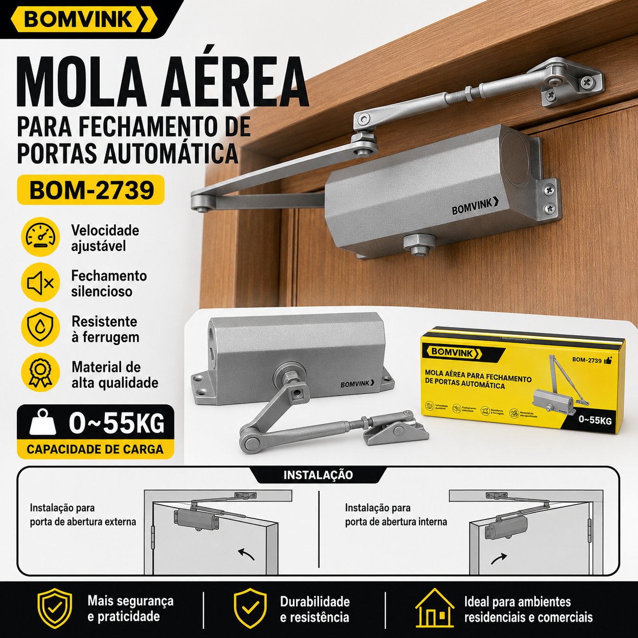 Mola Aérea Fechamento Porta Automática Bomvink - Imagem 2