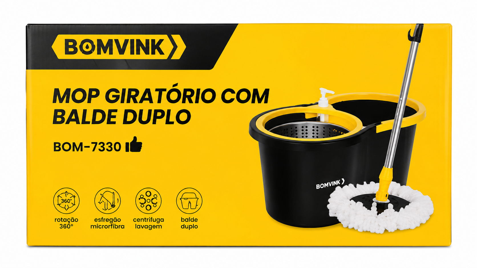 Mop Giratório Com Balde Duplo Bomvink BOM-7330