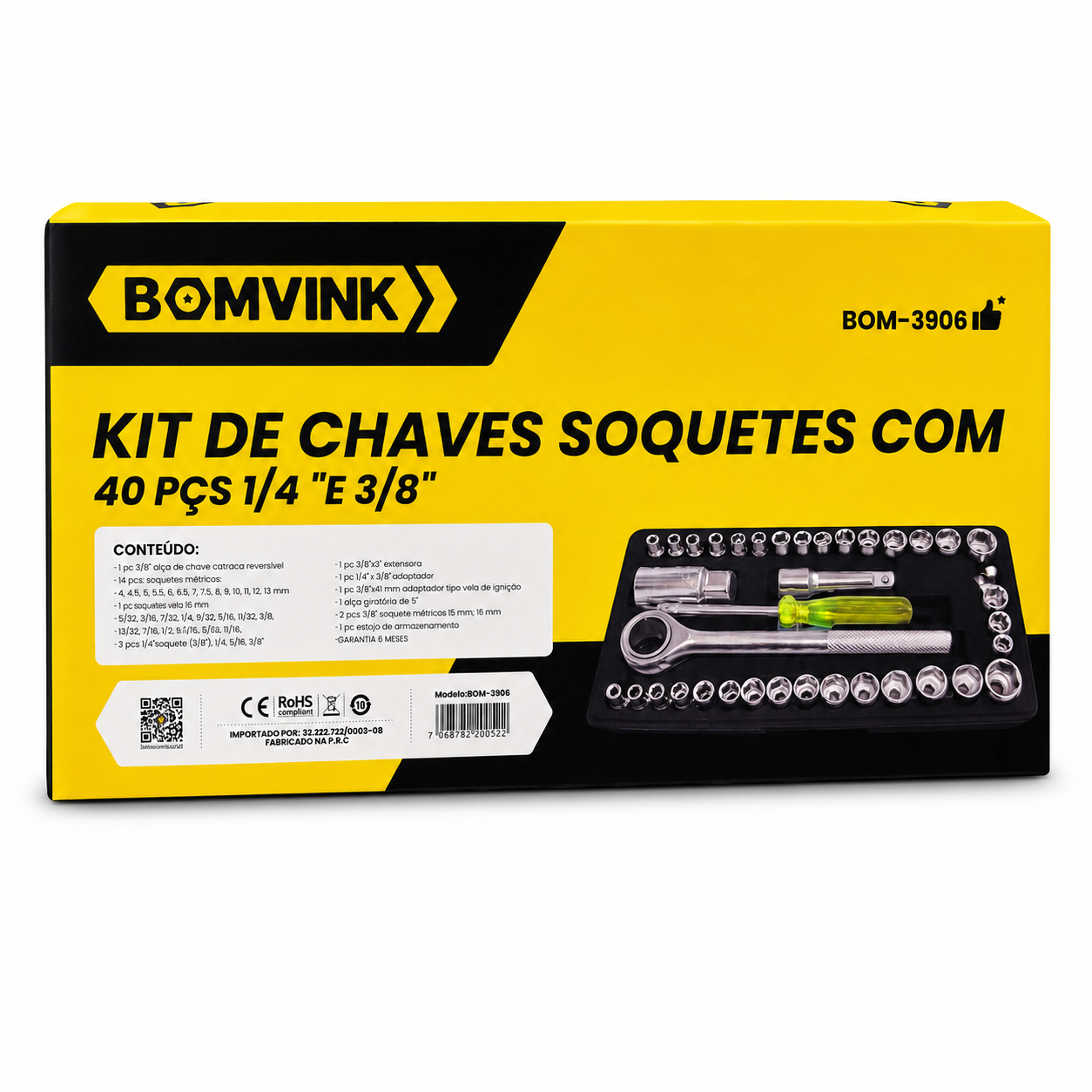 Kit 40pçs Chave Catraca Reversível Com Maleta 1/4 E 3/8 - Imagem 4